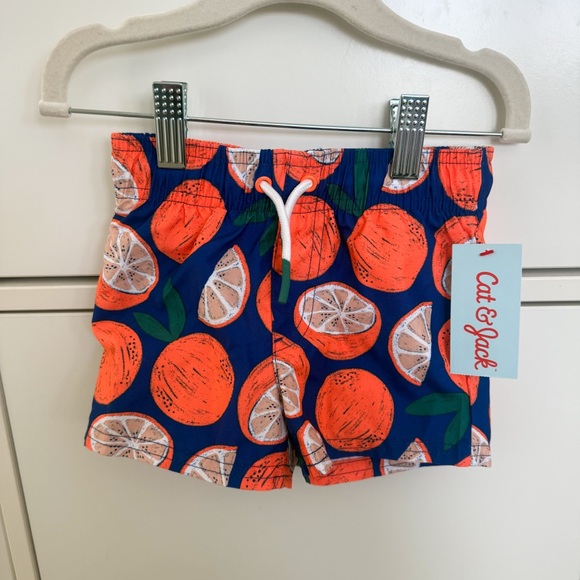 Blue Baby Swim Trunks with Oranges - Picture 8 of 9